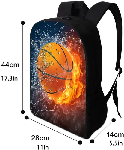 Vista 2 de Mochila deportiva de 17 pulgadas, mochila negra para niño, diseño fresco, casual, mochila escolar para hombreniñoniñamujer, Baloncesto, Mochilas