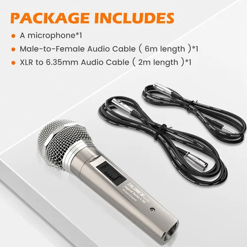 Vista 7 de talomen Micrófono con cable para cantar, hembra de metal, interruptor de encendido/apagado, micrófono dinámico vocal profesional con cable de audio