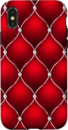 Vista 5 de Red Ombre Quilted Bling Funda para iPhone 17