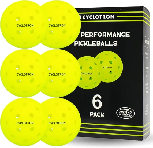 Vista 8 de cyclotron P-40 Outdoor Pickleball Balls – USAPA Approved Pickleballs, 40-Hole Precision Design, High Visibility, Durable Seamless HDPE Construction