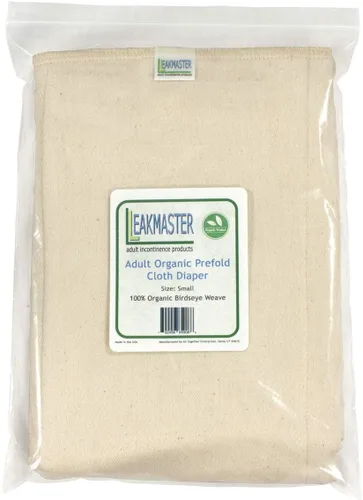 Vista 4 de LeakMaster Pañal orgánico de tela preplegado para adultos, tamaño pequeño (26 a 32 pulgadas de cintura), 100% algodón orgánico tejido de pájaro