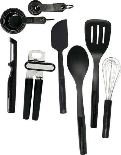 Vista 12 de KitchenAid Juego de utensilios de cocina de 15 piezas, resistentes al calor y aptos para lavavajillas, color negro ónix