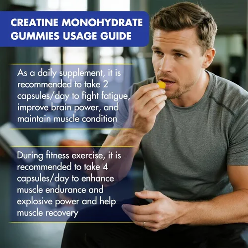 Vista 6 de Gomitas de monohidrato de creatina para hombres y mujeres, suplemento de creatina de 1500 mg para ganancia muscular, más fuerza y recuperación más