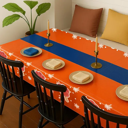 Vista 4 de 4 manteles de decoración de fiesta de cumpleaños 2 en 1 con estampado de patas, 54 x 108 pulgadas, mantel de pata de pata, mantel rectangular