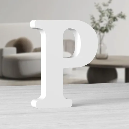 Vista 17 de AOCEAN Letras de madera grandes blancas de 10 pulgadas, letras de madera sin terminar para decoración de pared, letras decorativas de pie