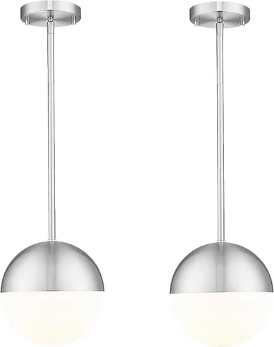 Vista 12 de LMS Lámpara Colgante de Mediados de Siglo de 6 Pulgadas, Lámparas Colgantes de Color Negro Mate con Cristal de Globo Blanco, Lámparas de Techo