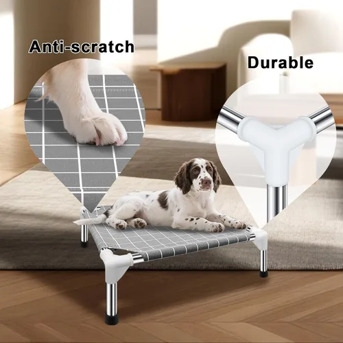 Vista 2 de Cama elevada para mascotas, cama para perros pequeños, cama elevada para perros pequeños para uso en interiores y exteriores para mascotas pequeñas