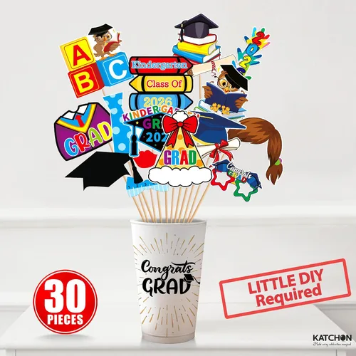 Vista 6 de KatchOn, Accesorios para fotos de graduación de jardín de infantes – Paquete de 30 Accesorios de cabina de fotos de graduación de jardín