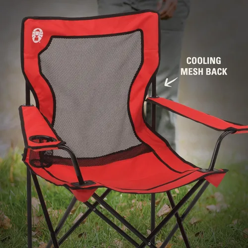 Vista 5 de [Usado] Coleman Silla de Camping Quad de Malla Broadband con Bolsa de Transporte y Portavasos, Respaldo de Malla Refrescante con Brazos Ajustables