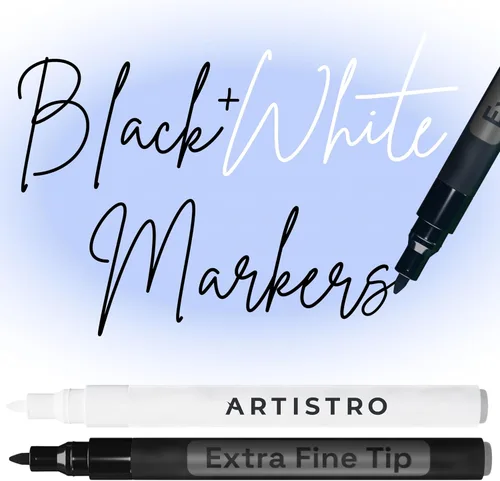 Vista 37 de Artistro 2 marcadores de pintura acrílica negros - 3mm marcadores de punta media - Perfectos para manualidades, proyectos de arte y más