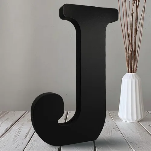 Vista 17 de AOCEAN Letras de madera negra de 10 pulgadas, letras de madera sin terminar para Halloween, letras decorativas de pie, rebanadas, decoración
