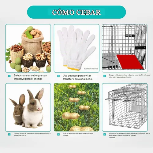 Vista 6 de Trampa para jaula de animales vivos, trampas plegables de mapache de 32 x Plateado