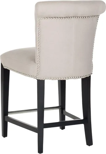Vista 4 de Safavieh Mercer Collection Seth Taupe Linen - Taburete de mostrador de 25.9 pulgadas