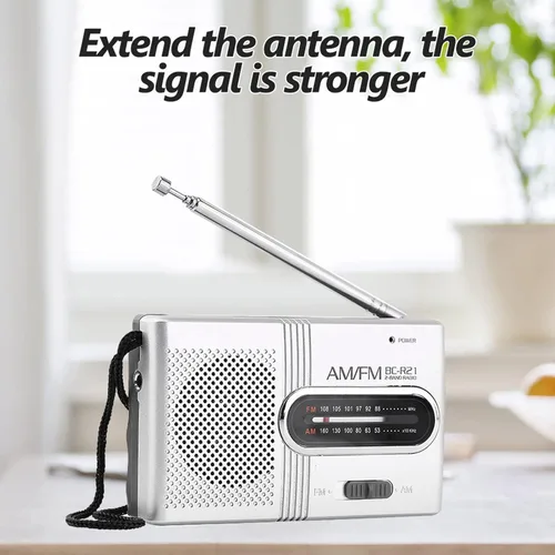 Vista 3 de Radio estéreo - AM/FM, funciona con batería, antena telescópica, altavoz grande, conector para auriculares