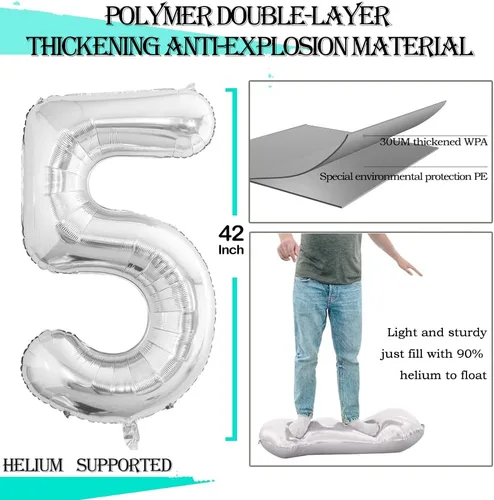 Vista 105 de GOER Globos Número 10 para Decoraciones de Fiesta de 10º Cumpleaños, Globos de Helio de Papel de Aluminio Jumbo de 42 Pulgadas para 10º Aniversario