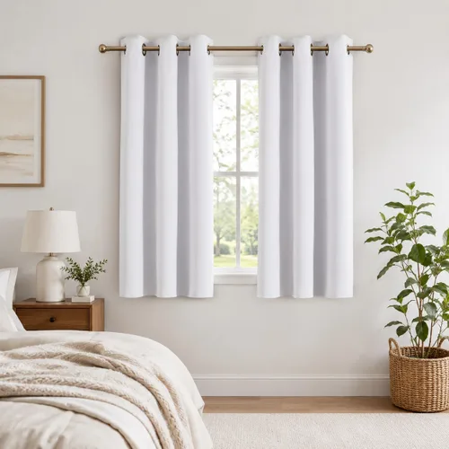 Vista 19 de Aquazolax Cortinas opacas de 45 pulgadas de largo, juego de 2 paneles para guardería, cortinas de tratamiento de ventanas con aislamiento térmico