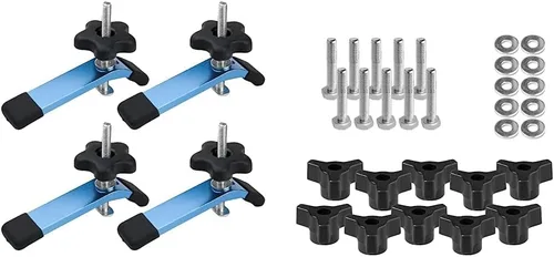 Vista 12 de POWERTEC 2 abrazaderas de sujeción ajustables, abrazadera de pista en T multiposicionable, abrazaderas de plástico reforzado con 20 pernos de acero