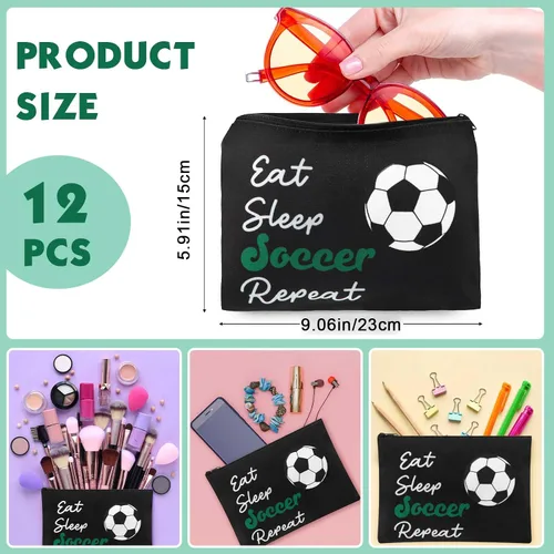 Vista 2 de Ziliny 12 bolsas de maquillaje, bolsa de cosméticos, regalos para niñas, bolsa portátil de lona con cremallera, organizador de artículos de tocador