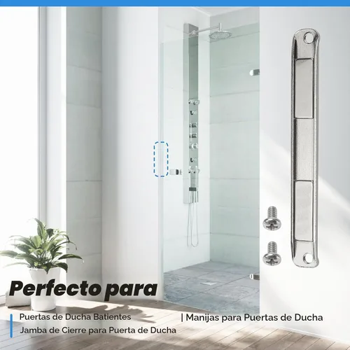 Vista 7 de Imán de acero inoxidable para puerta de ducha con canales en U con tornillos, manijas de puerta batiente y jamba de ataque
