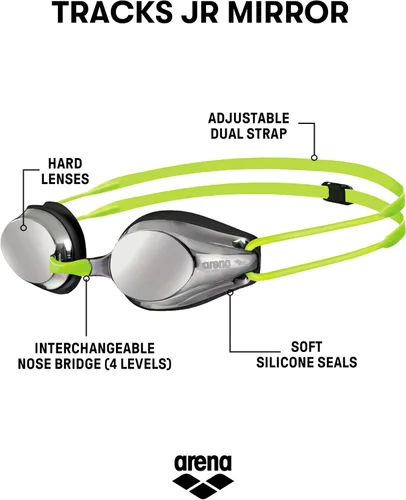 Vista 2 de ARENA Tracks Gafas de natación unisex para niños y jóvenes, esenciales para carreras, para niños, nadadores, jóvenes corredores, 6-12