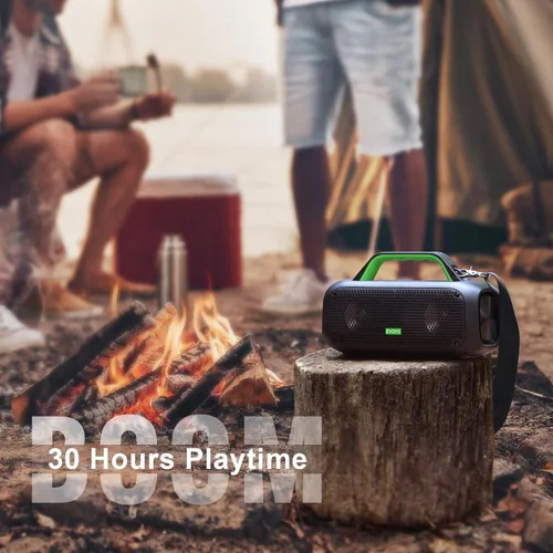 Vista 5 de DOSS Extreme Boom - Altavoz Bluetooth para exteriores con sonido potente de 60 W, graves profundos, tiempo de reproducción de 30 horas, USB-C, Verde