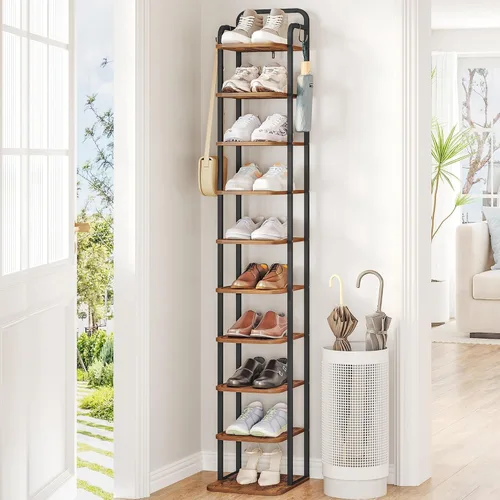 Vista 22 de Hzuaneri - Zapatero vertical, estantes para zapatos, organizador de madera para el armario, entrada, torre de zapatos para espacios pequeños, de pie