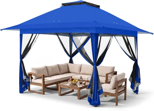 Vista 13 de EAGLE PEAK - Cenador desplegable de 13 x 13 pulgadas con mosquitera, toldo mosquitero fácil de instalar para patio y patio trasero, kiosco al aire