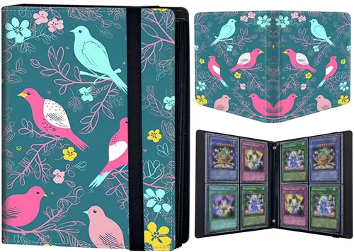 Vista 11 de Carpeta de tarjetas coleccionables de 4 bolsillos para 400 tarjetas, libro con banda elástica que se adapta a la mayoría de tarjetas de tamaño Flor