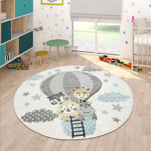 Vista 8 de Paco Home Alfombra de guardería para niños, animales de la selva, locomotora, efecto 3D, color verde crema, tamaño: 4' x 5'7" Crema-verde