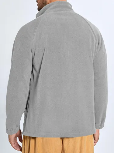 Vista 3 de Runcati Chaqueta de forro polar Sherpa para hombre, cremallera completa, cuello alto, casual, otoño, invierno, abrigo cálido para exteriores