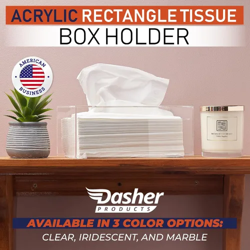 Vista 7 de Soporte acrílico para caja de pañuelos, dispensador transparente para pañuelos faciales, servilletas y hojas de secadora. Perfecto para baños