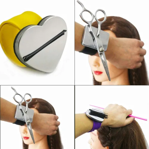 Vista 3 de Banda trenzada y peine magnético trenzado pulsera con peine de separación, pinzas para el pelo, pulsera magnética para estilista, banda de trenzado