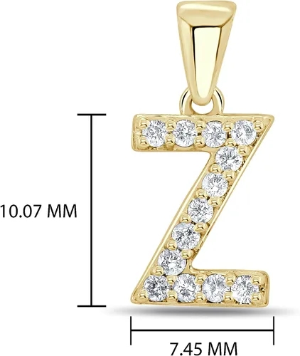 Vista 98 de Collar colgante con letra inicial de diamantes en oro amarillo de 14k (1/10 quilates) 18 pulgadas