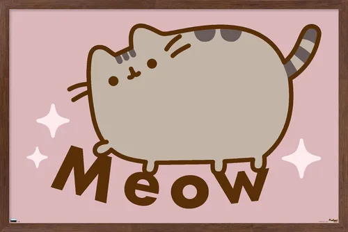 Vista 10 de Pusheen - Póster de pared de miau, 22.4 pulgadas de largo x 14.7 pulgadas de ancho, versión enmarcada en madera de granero