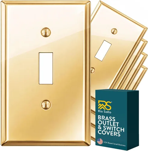 Vista 81 de Rio Salto BRASS Signature Collection MIDSIZE - Placa de pared de metal dorado para interruptor de luz o cubierta de tomacorriente, placa de pared