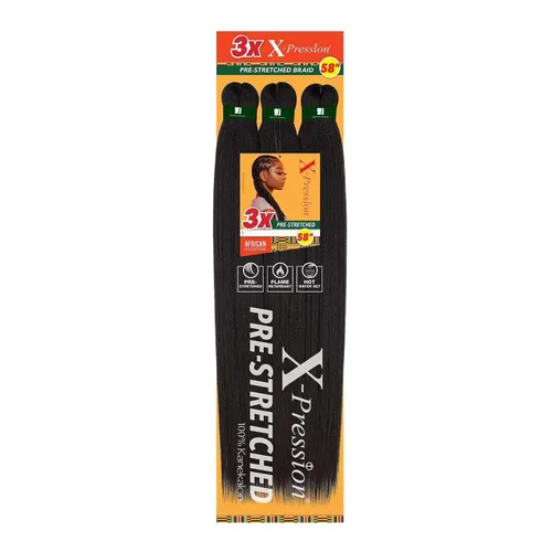 Vista 11 de Sensationnel X-Pression - Trenzas pretensadas 10X de 48 pulgadas, 1 color negro azabache Cabello trenzado, Kanekalon, ignífugo, sintético, trenzas