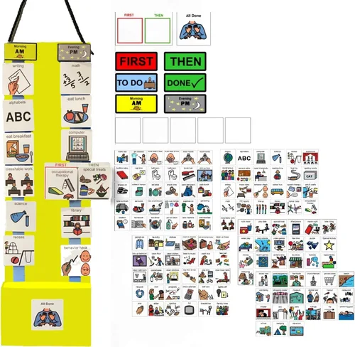 Vista 24 de Programa visual para niños – 133 tarjetas de plástico duraderas con imágenes y monedas con lazo suave Tabla de rutina diaria y recompensas por