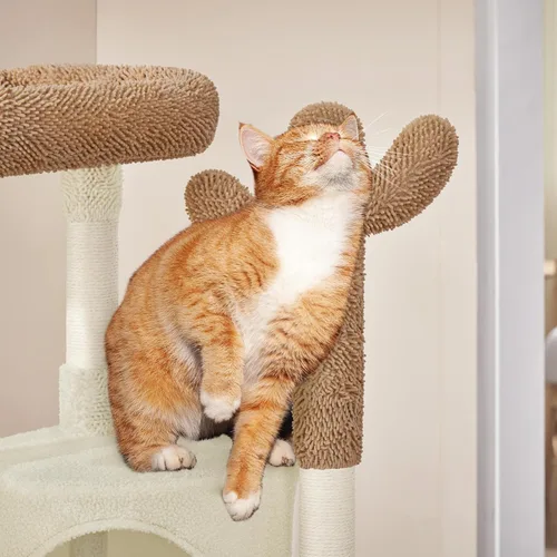 Vista 5 de Yaheetech Árbol de Cactus para Gatos, Torre de Gato de 42 Pulgadas para Gatos de Interior, Condominio para Gatitos de Múltiples Niveles con Poste