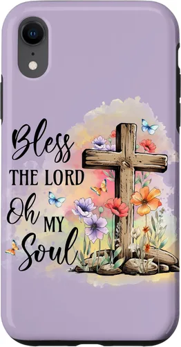 Vista 9 de Funda para iPhone 12 mini Bless The Lord Jesucristo Cross Purple Flower Butterfly Case