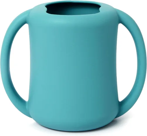 Vista 14 de PrimaStella Taza de entrenamiento de silicona para bebés y niños pequeños con asas (coral)