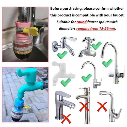 Vista 5 de 3 piezas de filtro de agua para grifo, filtros de cartucho de carbón activado de 6 capas, reemplazos de filtro de agua para grifo para fregadero