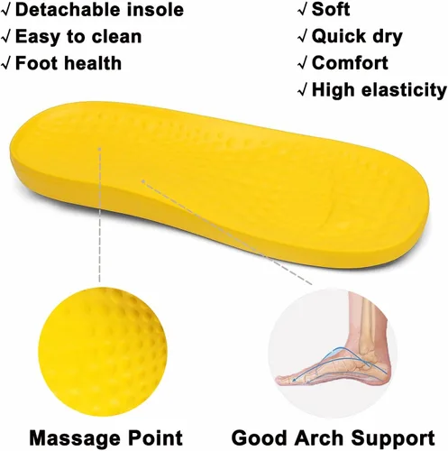 Vista 3 de VZQ Zuecos con soporte de arco para mujeres y hombres, zapatos de jardín para exteriores, sandalias de playa con fascitis plantar, plantillas