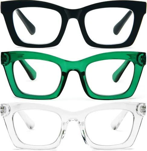 Vista 12 de Gafas de lectura para mujer, bloqueo de luz azul, elegantes y de gran tamaño, bisagra de resorte