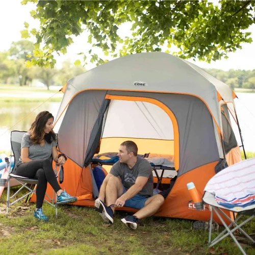 Vista 3 de CORE Tienda de campaña para camping familiar Tienda de campaña portátil para 4 personas y 6 personas con bolsa de transporte para acampar al aire