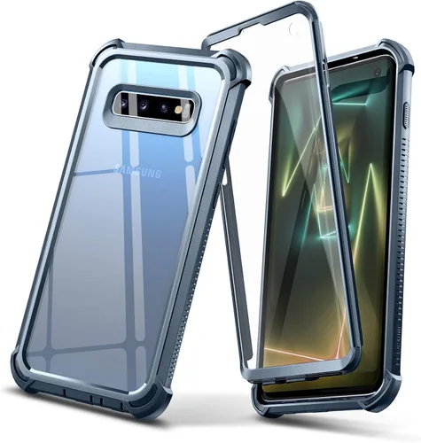 Vista 10 de Dexnor Funda para Galaxy S10 Plus con protector de pantalla, transparente, resistente, de cuerpo completo, a prueba de golpes, parte trasera dura