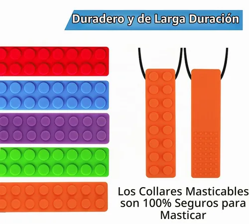 Vista 5 de Collar masticable, paquete de collar sensorial para masticar para niños con masticación, TDAH, autismo, necesidades de morder, masticable motor