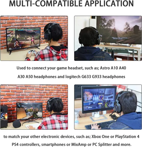 Vista 3 de JAINTA - Cable de repuesto A10 A40 compatible con auriculares Astro A10 A40 A30 A50, cable compatible con Xbox One Play Station 4, PS4, cable