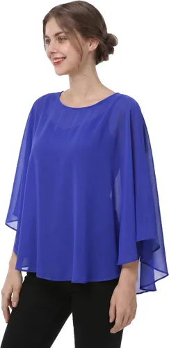 Vista 7 de Capas de gasa para mujer, chales y envolturas para poncho Negro
