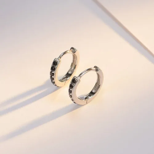 Vista 5 de SWEETV Aretes de aro de plata de ley 925 para mujeres y niñas, pequeños aretes de aro para cartílago