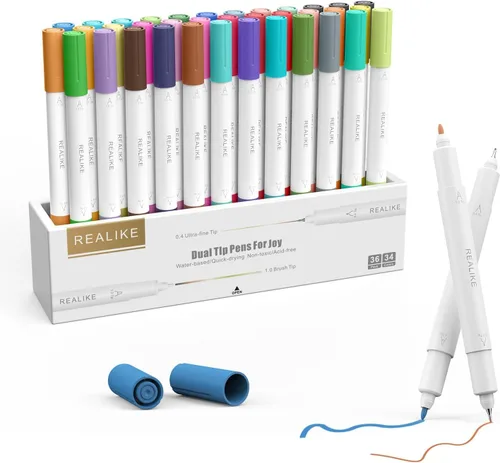 Vista 8 de REALIKE Bolígrafos infusibles de doble punta compatibles con Cricut Joy/Xtra, juego de 36 marcadores de sublimación (punta de 0.4 y punta 1.0)
